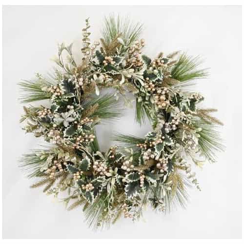 GILDED HOLLY XL WREATH 71CM