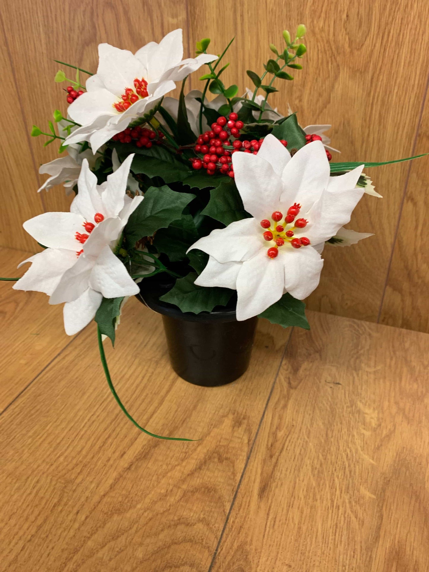 Grave Vase Poinsettia Bush