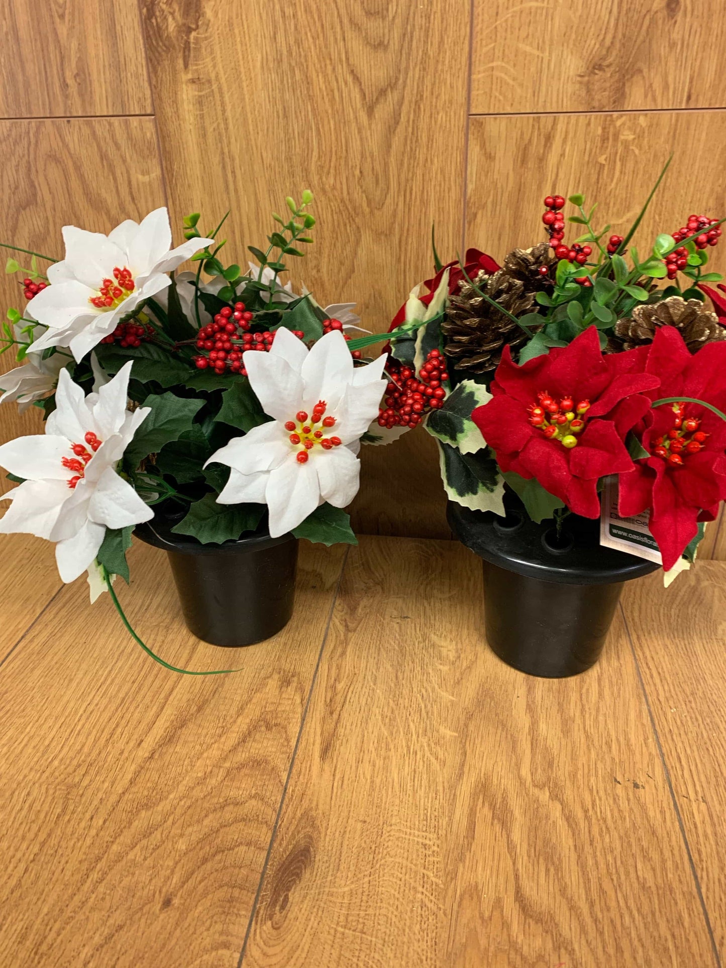 Grave Vase Poinsettia Bush