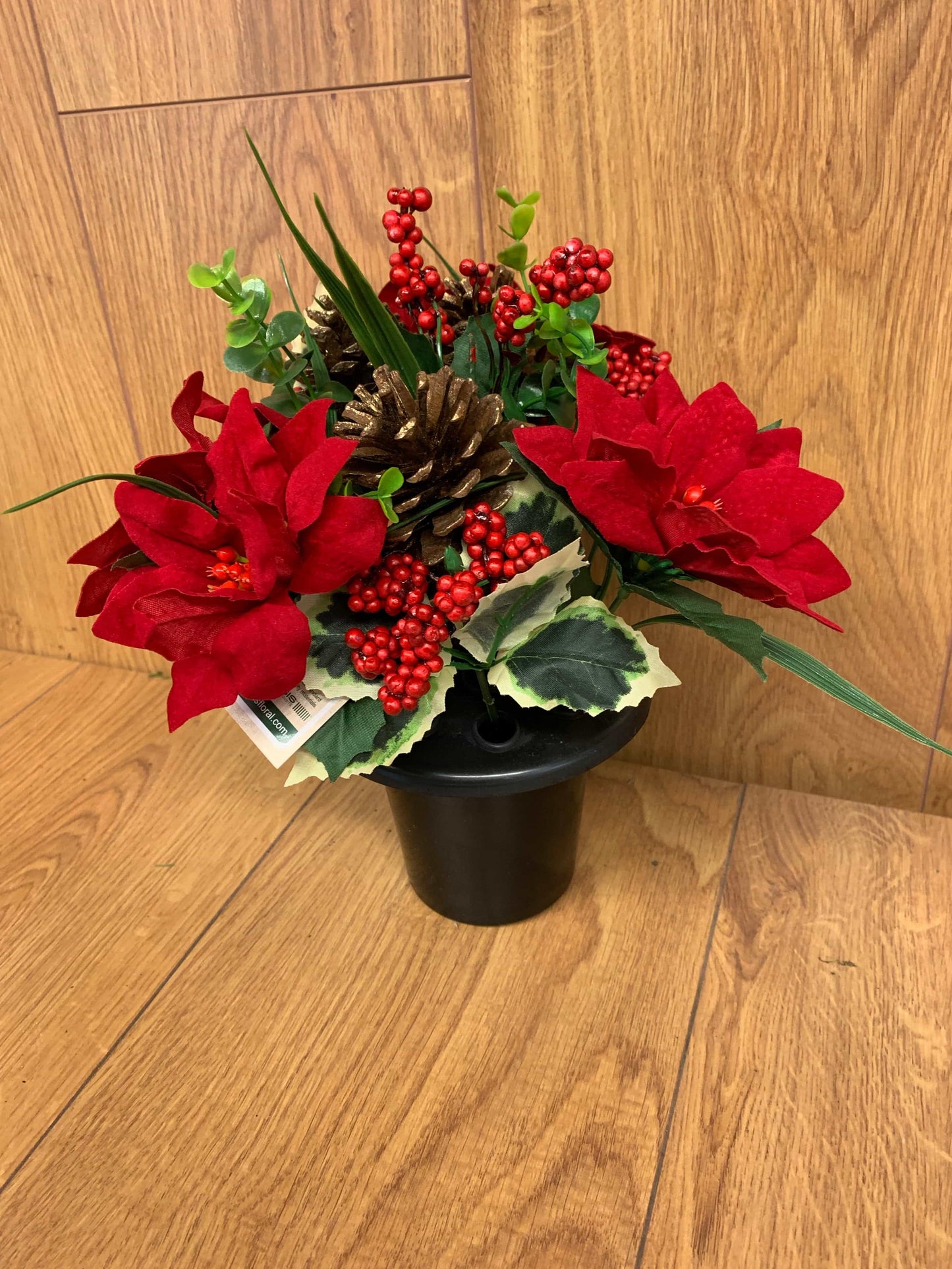 Grave Vase Poinsettia Bush
