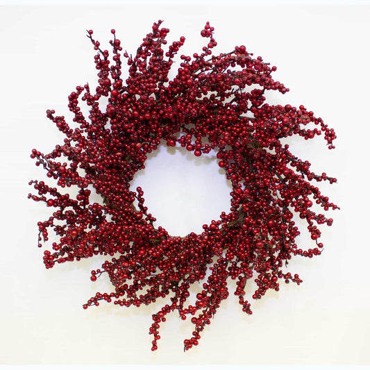 YULETIDE BURGUNDY BERRY CLUSTER WREATH