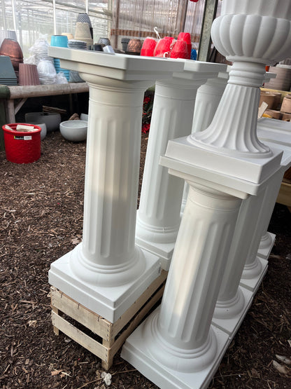 White Urn 58cm and Pedestial stands