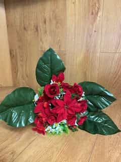 Poinsettia Rosebud & Holly Bush