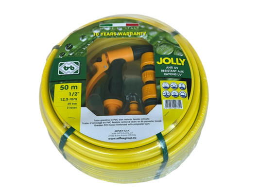 JOLLY GARDEN HOSE 1/2 Inch (50m) with Spray Gun Kit