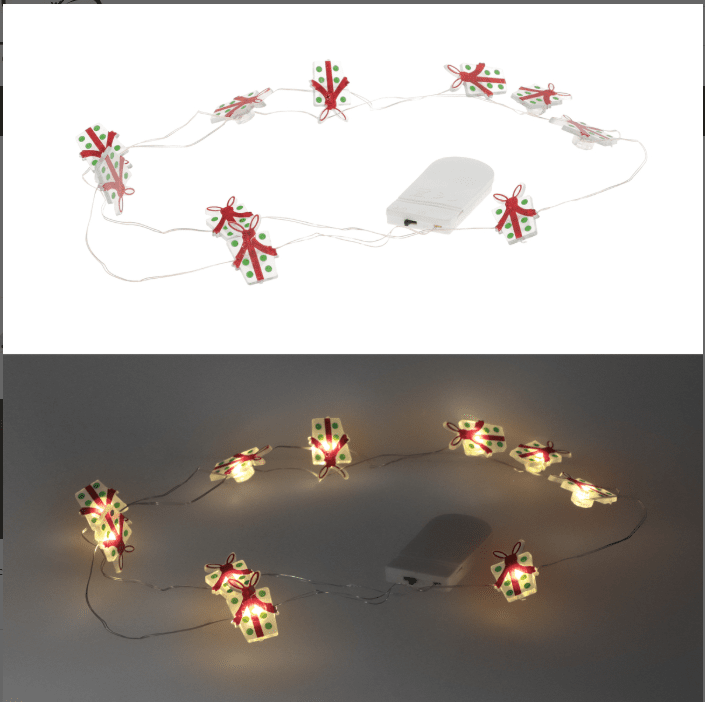 LED string lights with presents, 1m, 10leds (pack of 5)