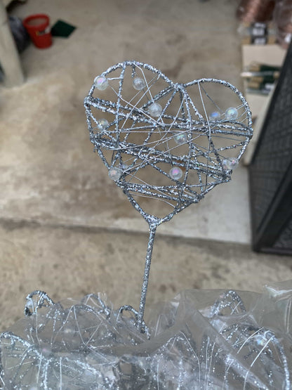 Silver Pearl Heart Wand