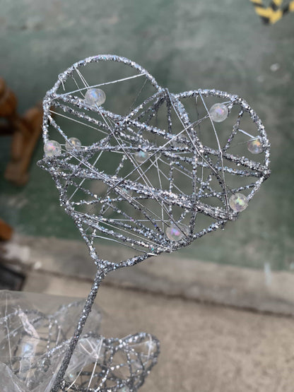 Silver Pearl Heart Wand
