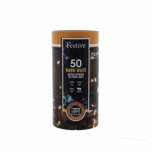WARM WHITE 50 BATTERY OPERATED STRING LIGHTS